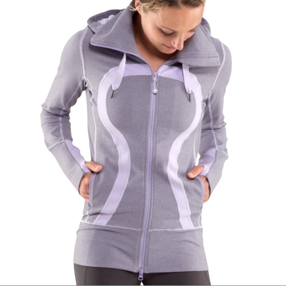 Lululemon Stride Jacket Brushed Lilac Heathered Coal Wee Striped Lilac Size 8